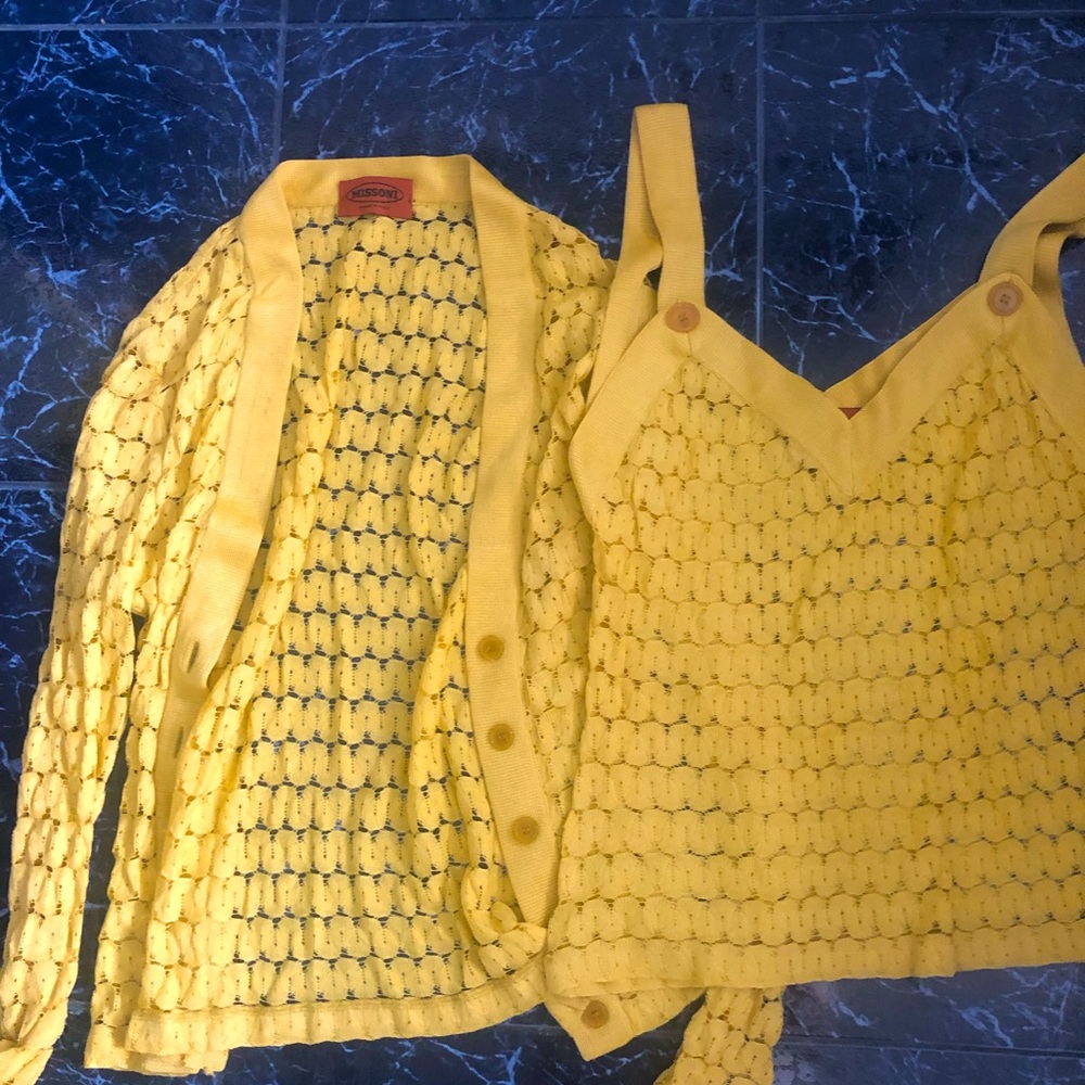 Missoni 🧶 crochet-knit cardigan tank set S